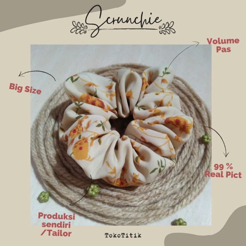 Scrunchie Scrunchies Srunchie Scruncie Scrunchi Crunchies Skrunchie Satin Motif Ikat Iket Tali Kucir