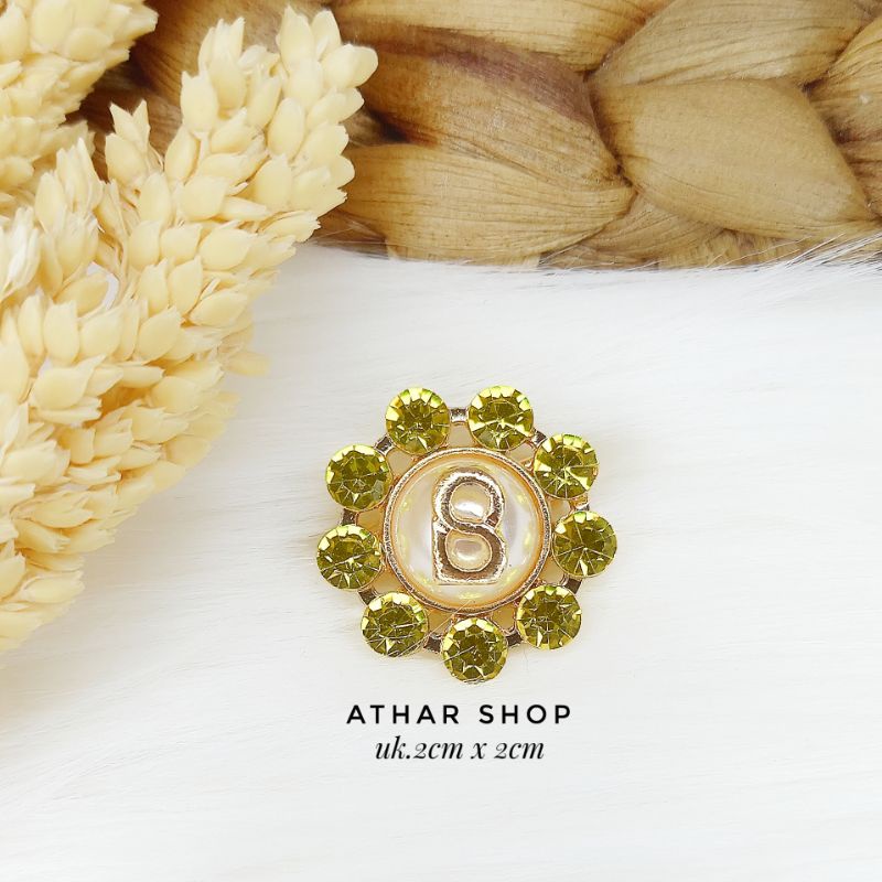 Bros B/bross signature branded import premium/brooch button/Bros hijab Athar shop scarve/Bros dada-B bunga kuning