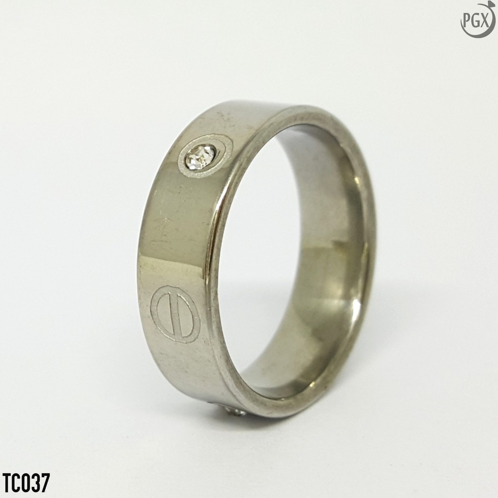 PGX Cincin Titanium Couple Silver Aksesoris Fashion Perhiasan Anti Karat - TC006