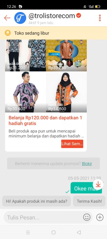 Trolis Size M Grosir Kemeja Batik Koko Pria Motif Pupos Koko Lengan Pendek Cowok Hijau