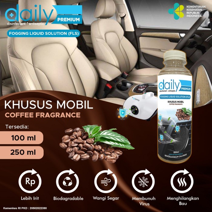 Daily Disinfektan Fogging FLS Khusus Kendaraan Harum 100ml - Aroma Kopi dan Green Tea