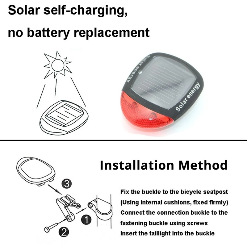 [3 Mode 2 Lampu Ekor Sepeda Energi Surya LED] [ Lampu Belakang Peringatan Keselamatan Sepeda ] [Lampu Bersepeda Gunung Jalan MTB]