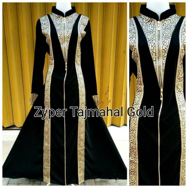 Abaya Gamis PREMIUM Dress Arab Saudi Bordir tajmahal Turki Umroh Dubai Turkey India Wanita Hitam