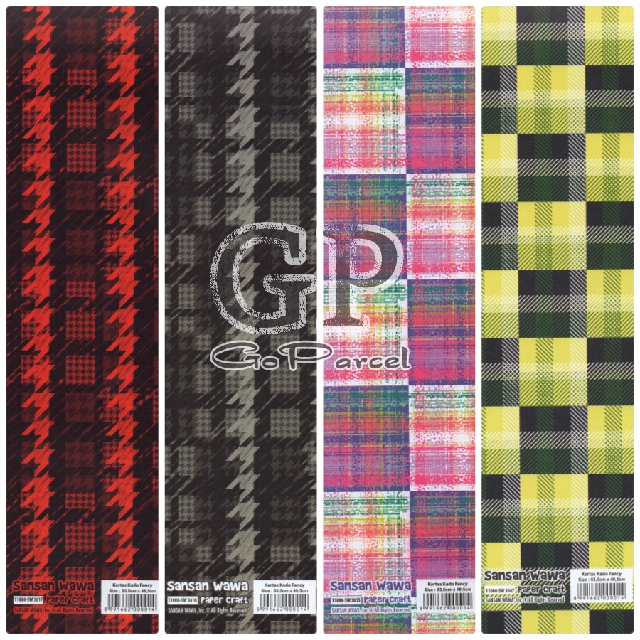 ( 5 Lembar ) KOTAK SANWA - KERTAS KADO NETRAL - GIFT WRAP PAPER SANSAN WAWA VINTAGE CLASSIC / SQUARE