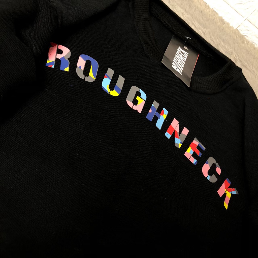 SWEATER ROUGHNECK BASIS CREWNEK PRIA WANITA TERBARU BLACK EDITION