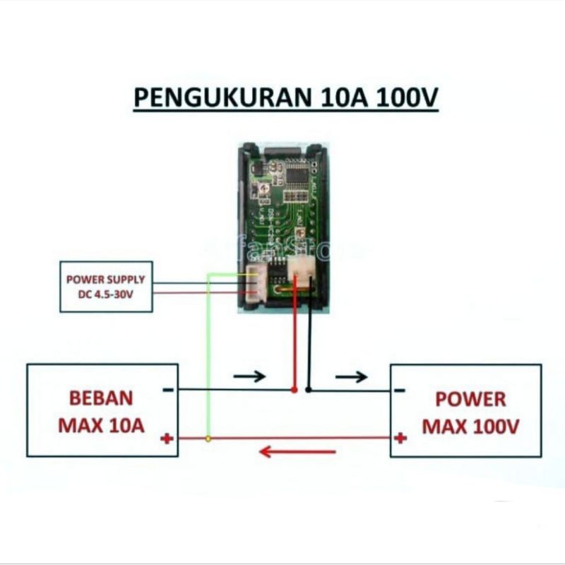 Dual Voltmeter Ampermeter Digital DC Display Layar