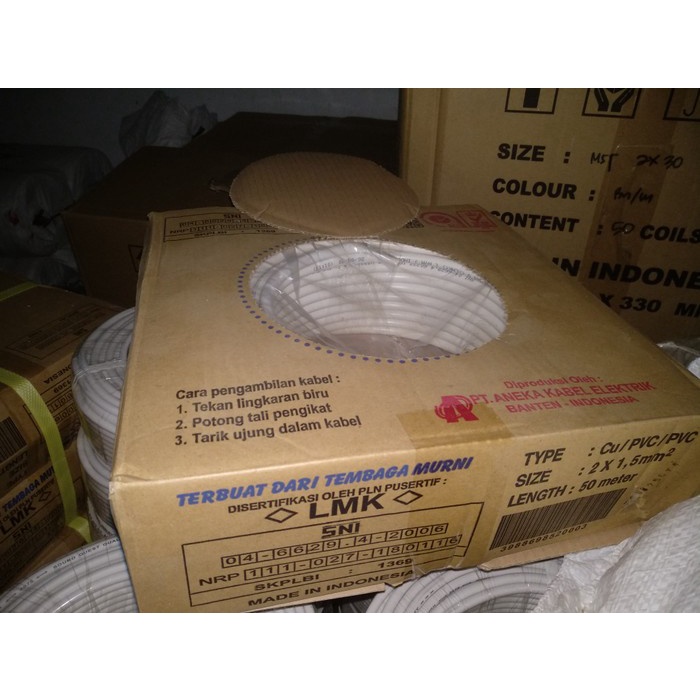 kabel NYM visicom 2x1.5 full tembaga 50m SNI kualitas setara eterna