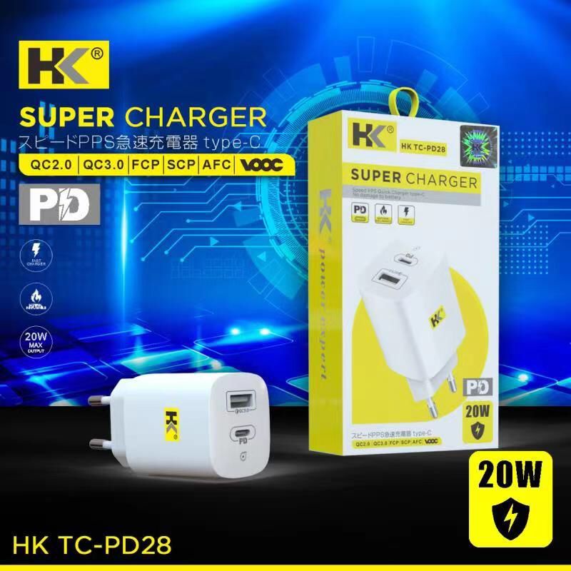 ADAPTER CHARGER 20W PD QC 3.0 Fast Charging USB C Wall Charger 2 Port USB Adaptor Quick Charger Adaptor ORIGINAL HK PD 28