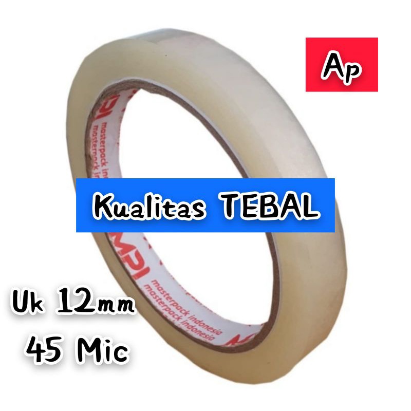 

[ isi 12 Rol ] lakban bening uk 12 mm x 72 meter ~ kualitas TEBAL