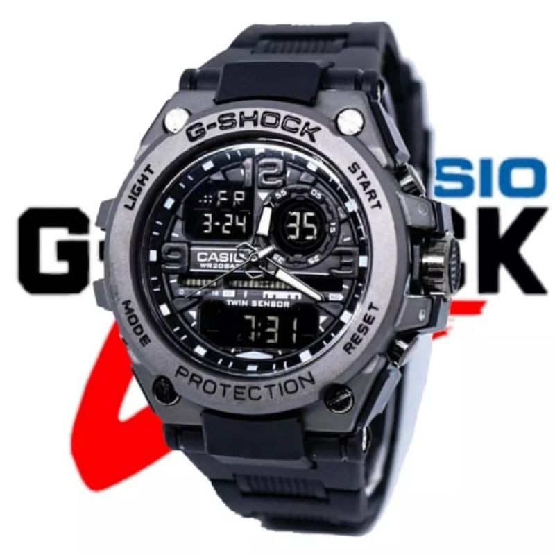 JAM TANGAN PRIA G SHOCK KEPALA BESI DUAL TAEM TAHAN AIR FREE batrai CADANGAN_JAM tangan pria kasual