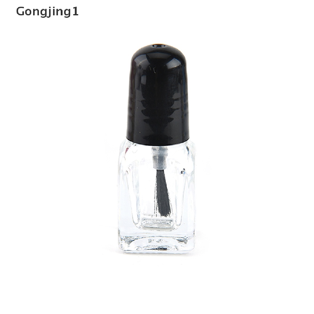 Gongjing1 / 2 / 3ml Botol Kaca Kosong Transparan Dengan Tutup Hitam Untuk Kutek