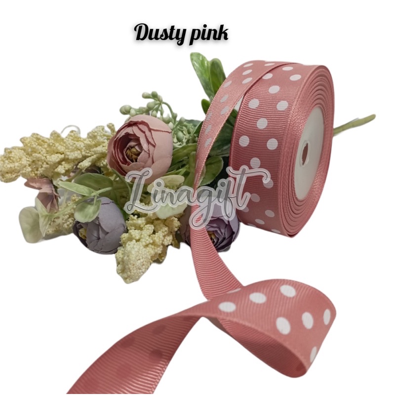 ( Rol 20 Yard ) PITA GROSS GRAIN POLKADOT 1 INCH / 2.5 CM / 1 IN ONDE BESAR / GROSSGRAIN HIASAN KADO SOUVENIR PARCEL GOODIE BAG IDUL FITRI PARSEL SNACK DEKOR DEKORASI KADO