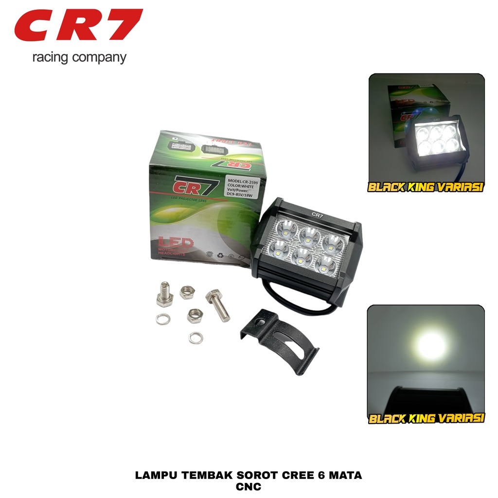 Lampu Tembak Sorot 6 Mata LED Cree CWL Kotak CR7 Mobil Motor Waterproof