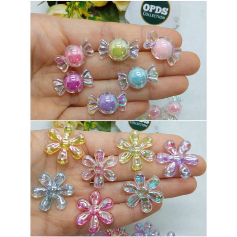 Manik Akrilik Bunga Daisy Bening Manik Permen DIY Aksesoris Manik Candy