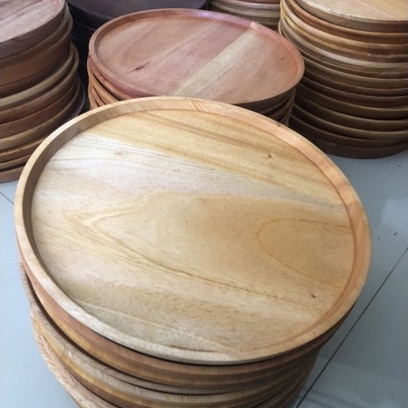 Nampan Kayu 30cm Nampan Baki Wooden Tray Bulat Kayu Mahoni