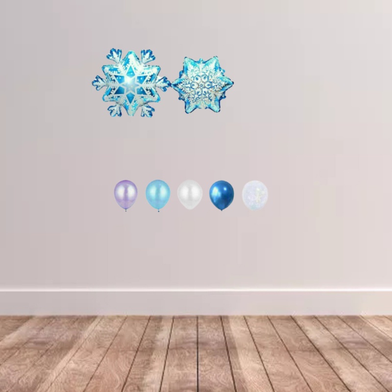 Set Balon Tema Natal Bentuk Kepingan Salju Untuk Pesta Ulang Tahun