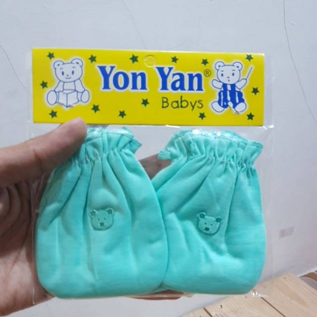 1 Set Sarung Tangan Set Kaki Bayi YON YAN  Polos Tangan Model KERUT (1 Set Atau 3 Set)