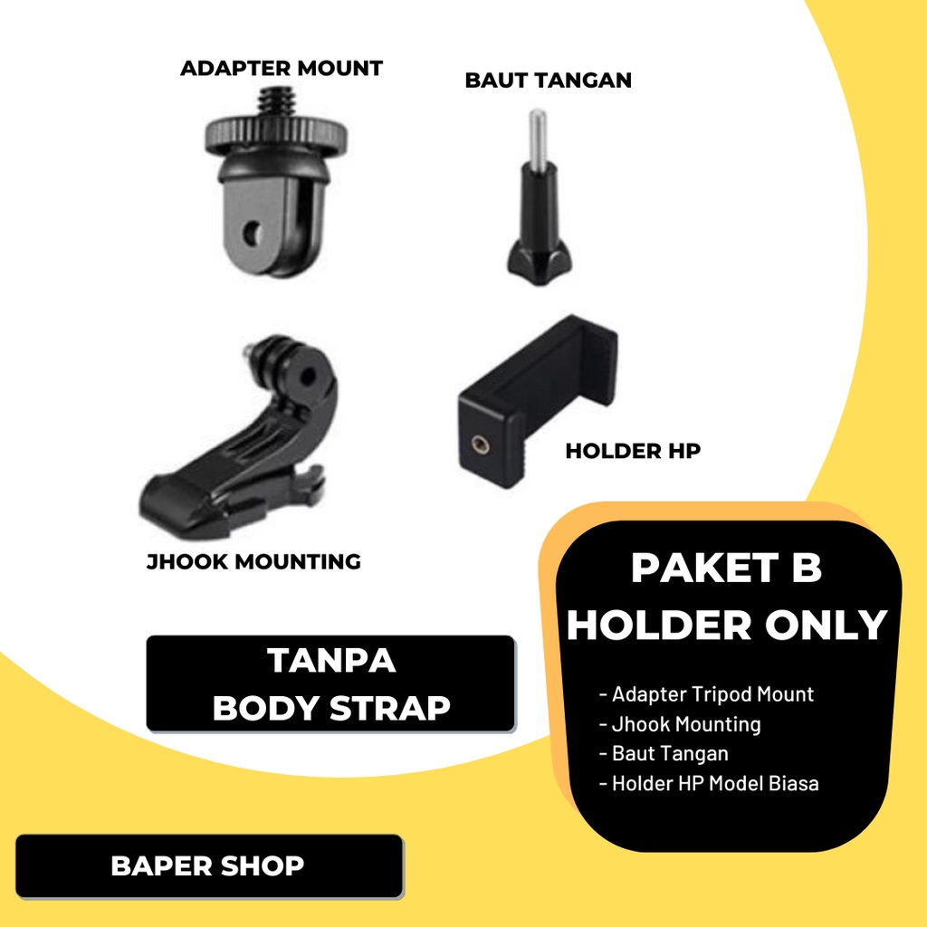 Body Chest Strap Mounting + Holder Smartphone Dan Action Camera Gopro Yi Cam Kogan Motovlog Sepeda Image 7