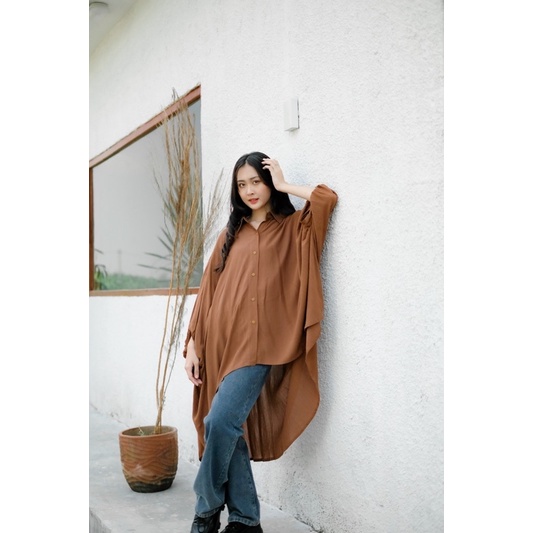 Wyn Batwing Oversized Shirt - Kemeja Batwing Oversize - Formeeoutfit