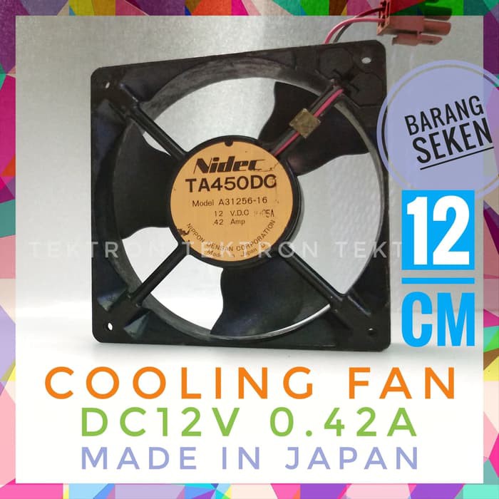 NIDEC Cooling Fan 12VDC 0.42A (seken), 12cm, 12x12, kualitas bagus