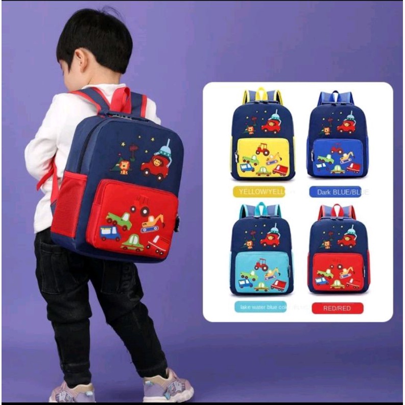 Tas ransel sekolah anak laki-laki dan perempuan PAUD TK SD motif CAR