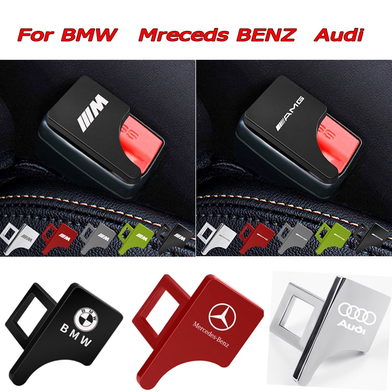 1 / 2pcs Klip stopper Sabuk Pengaman Mobil Bahan Zinc Alloy Untuk BMW Merceds Benz Audi M AMG Sline