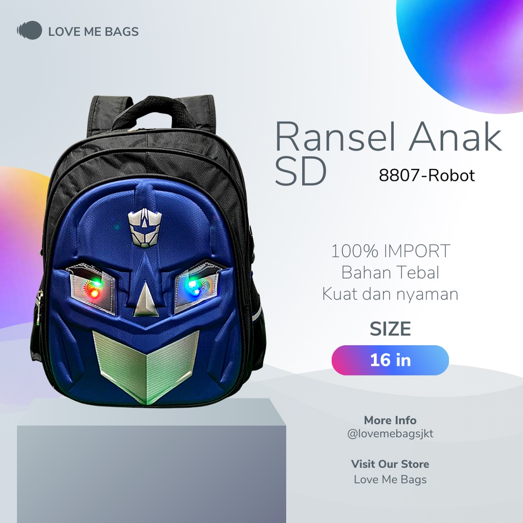 ( bisa cod ) TERMURAH Ransel tas anak sekolah laki laki SD import terbaru 2021 2022 ROBOT Timbul 6D 
