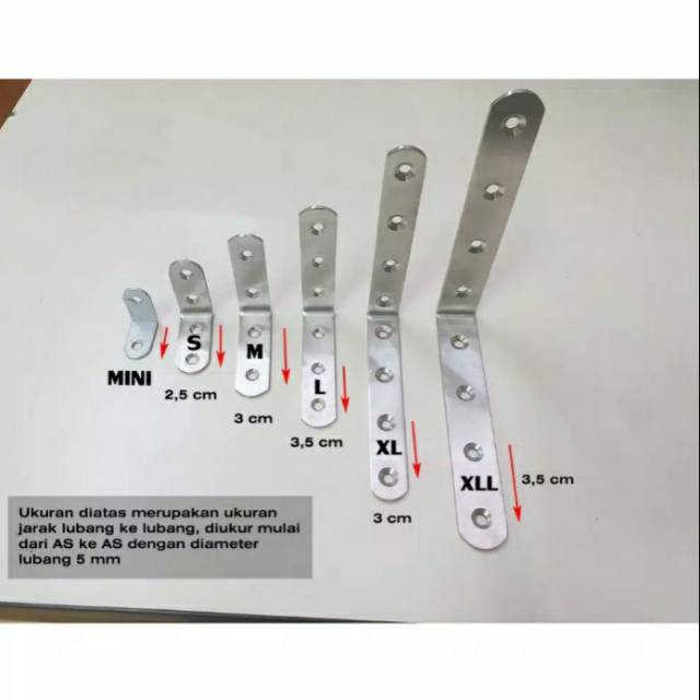 Plat Siku "L" Stainless ukuran s (kecil)