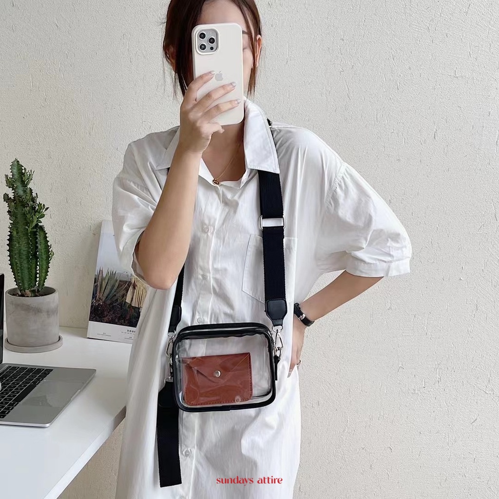 Sundays Attire - ASPEN transparent sling bag with FREE card holder / Tas Unisex