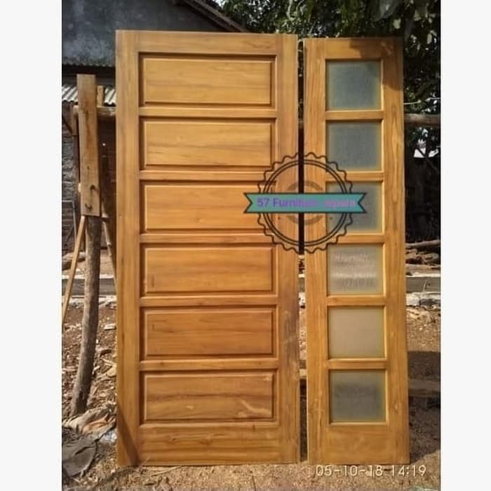1 set Pintu rumah minimalis + kusen kayu jati mentahan