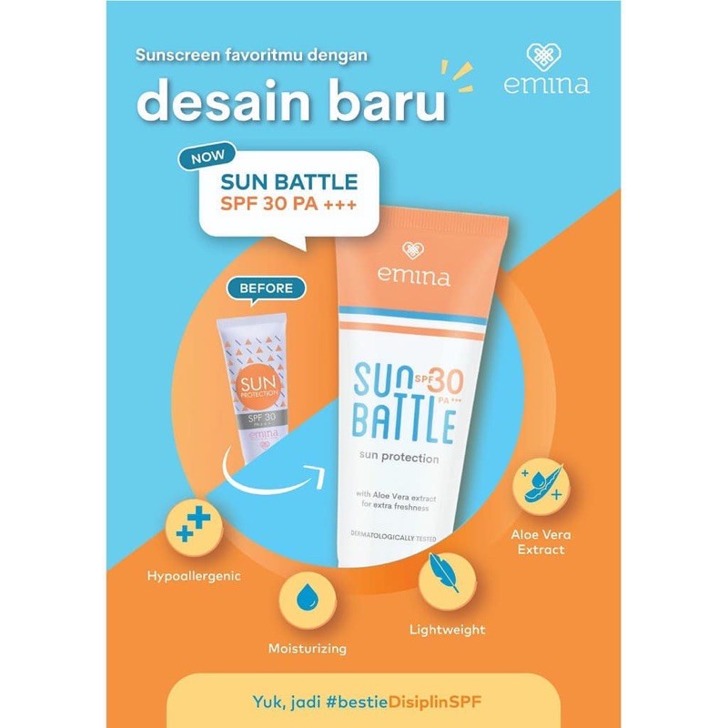 `ღ´ PHINKL `ღ´ ╰☆☆ 𝔢мιℕά ☆☆╮ Emina Sun Screen SPF 30PA sunscreen sunblock UVA UVB remaja anak dewasa