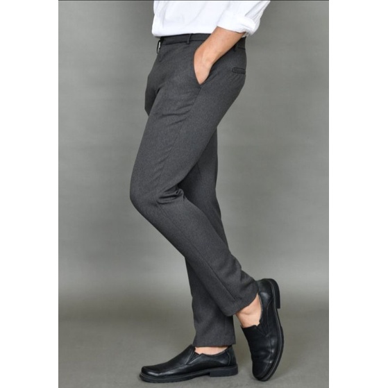 celana panjang formal/kantor pria bahan-wool slim fit