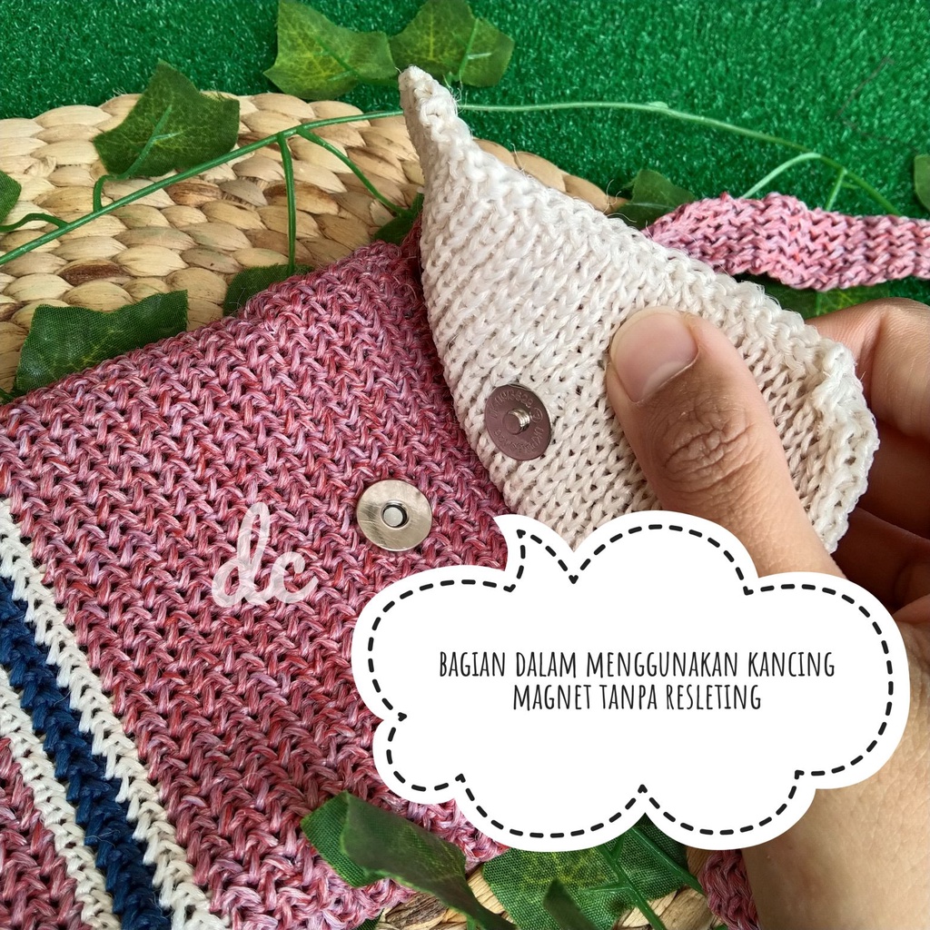 Tas rajut hp murah // tas hp rajutan cantik // oleh-oleh rajutan bandung // slingphone rajut pita