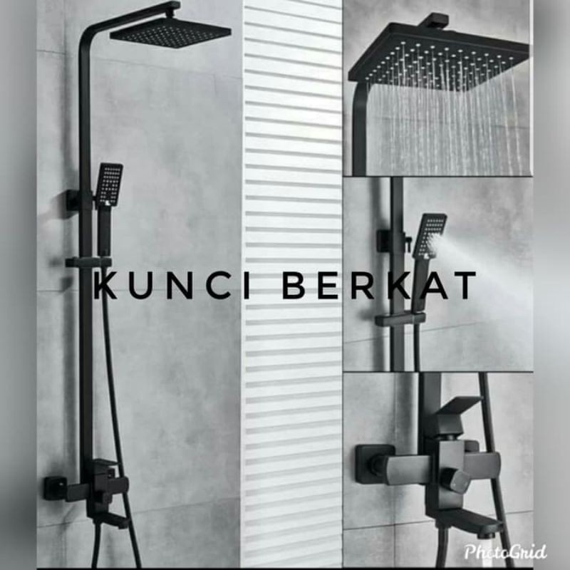 Shower coloum hitam kotak komplite/3 in 1/ Hot and Cold/Sower Black/Minimalis