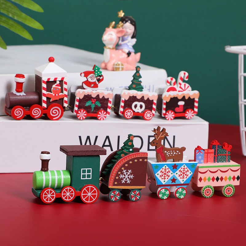 Kereta Kayu Candy Natal Christman Train Model Permen Kqdo Natal Murah