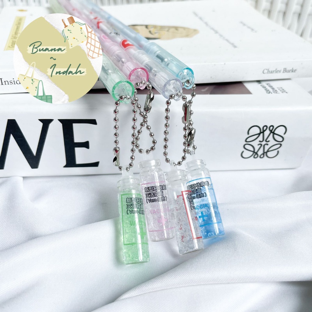 

Pulpen gantungan mainan Vaksin lucu bentuk unik pena pen alat tulis kantor kado unik termurah bagus READY