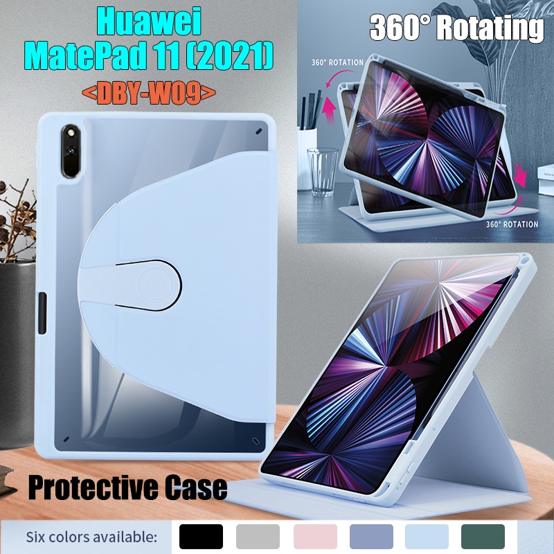 Untuk Huawei MatePad 1in1.95 (2021) 10.95&quot; DBY-W09 High End Akrilik Bening 2-in-1 Flip Kulit Casing Fashion360° Rotating Stand Cover Sarung Pelindung Tablet