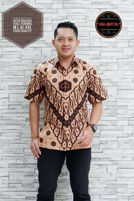 Batik Solo PARANG VESPA KUNING Kemeja Pria Katun Cabut Sragenan Full Furing