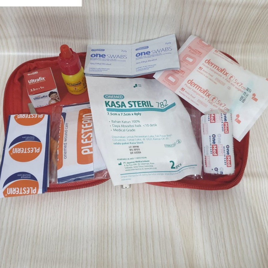 First Aid Bag Kit OneMed Onemed Kotak P3K Tas Merah Lengkap / P3K Onemed Tas Tempat Obat