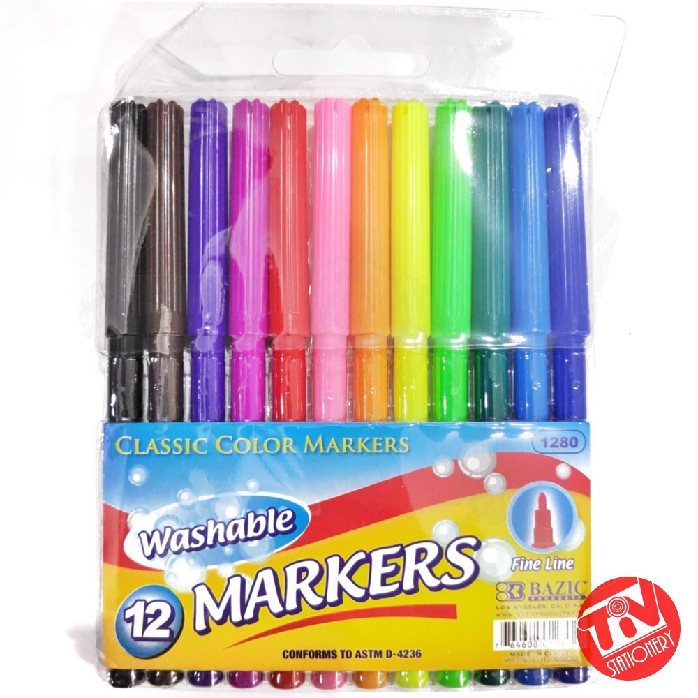 

Spidol Bazic Washable Marker Murah (1 set = 12 warna)
