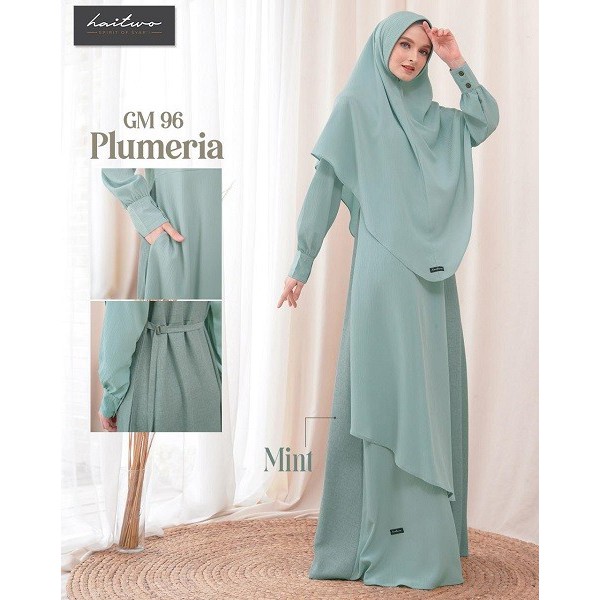 gamis set hijab syari wanita muslimah haitwo gm 96 plumeria original terbaru