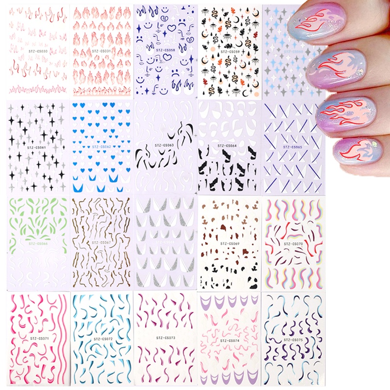 1pc Self-adhesive Nail Stickers/ 3D Metal Nail Decals/ Cartoon Geometric Nail Art Decoration