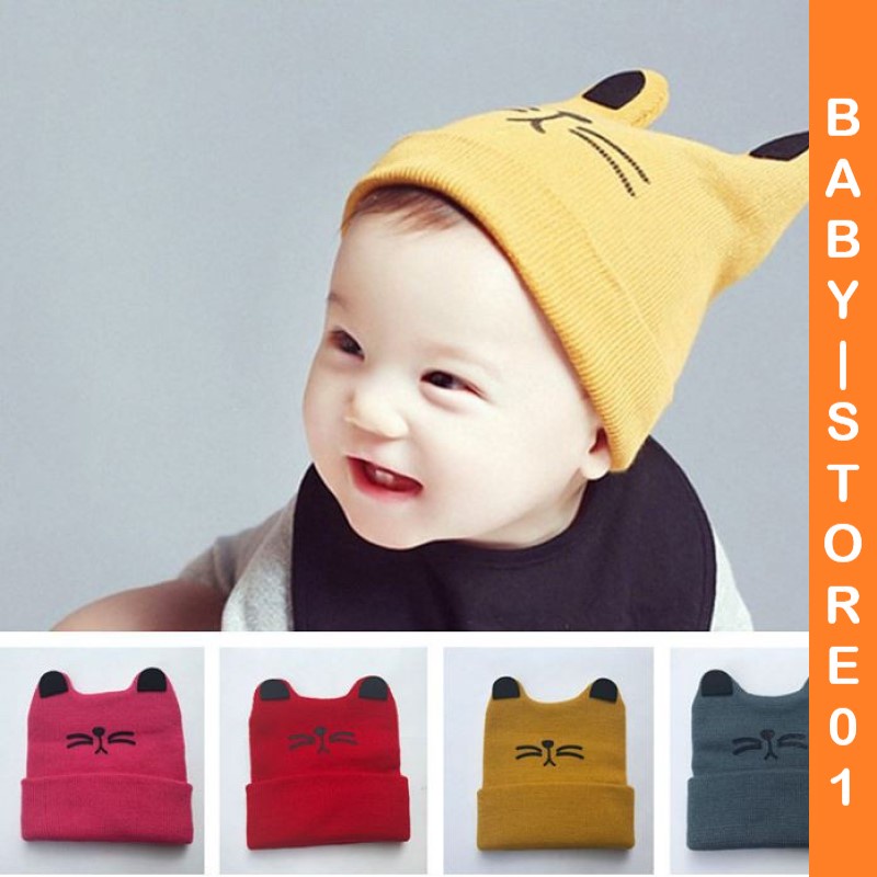 BABY STORE01 - KP104 TOPI KUPLUK RAJUT BAYI TELINGA KUCING /TOPI RAJUT UNISEX KUPLUK KEREN