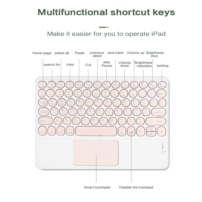 Fusion Wireless Bluetooth Keyboard With Touchpad For iPad Keyboard Universal For Android IOS PC