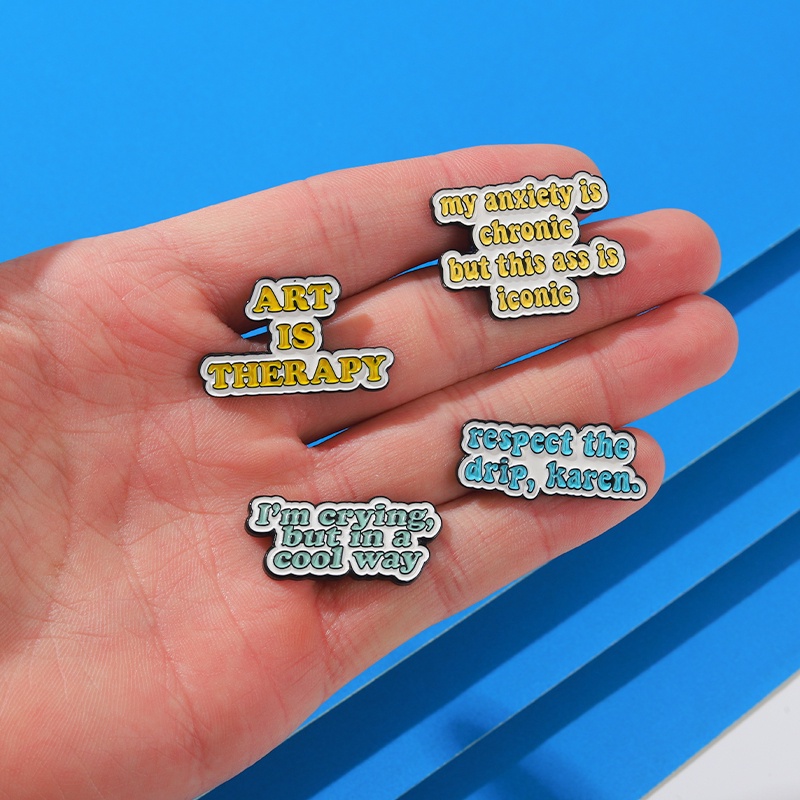 Bros Pin Enamel Desain Seni Terapi 4 Gaya Untuk Hadiah Teman