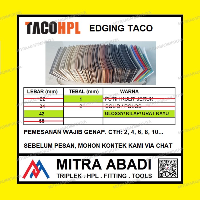 Edging TACO HPL 42/1 mm Urat Kayu / Glossy