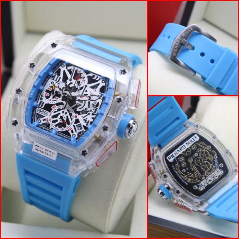 BISA COD | Jam Tangan Sporty Pria RM-Mclaren Transaparant Crono Aktif INCLUDE BOX