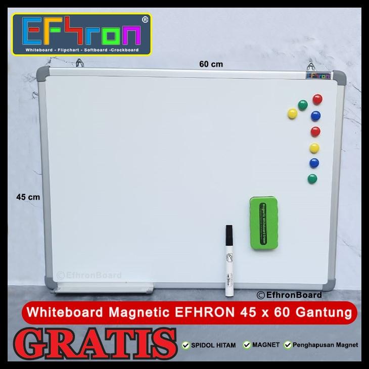 

WHITEBOARD MAGNETIC EFHRON 45 X 60 CM GANTUNG SPDL HTM, MAGNET, HPSN KODE 431