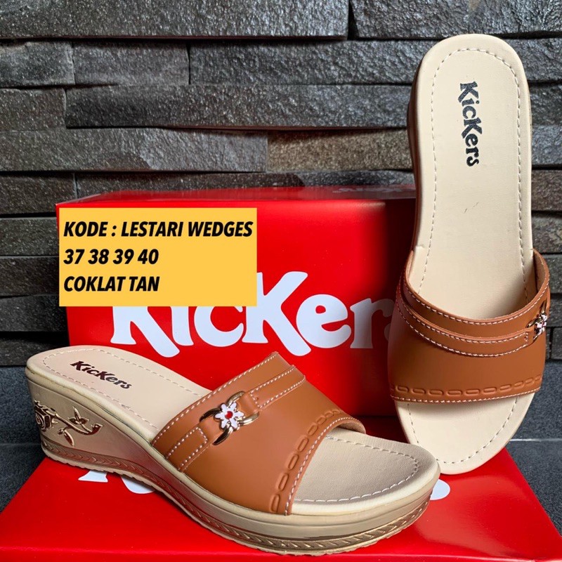 SANDAL WEDGES SELOP WANITA HAK 5CM SLOP BUNGA PESTA FORMAL MAL KAMPUS TERBARU WEDGES LESTARI 1-3