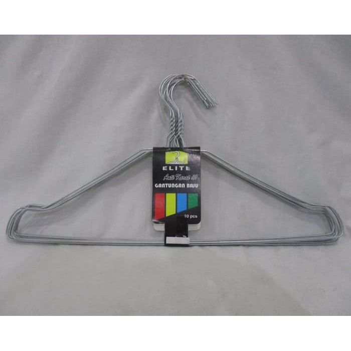 Gantungan baju kawat Anti Karat laundry hanger baju Set 10 Pcs ELITE